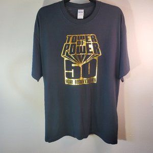 Tower of Power concert graphic t shirt 50th anniversary tour XL grey gold